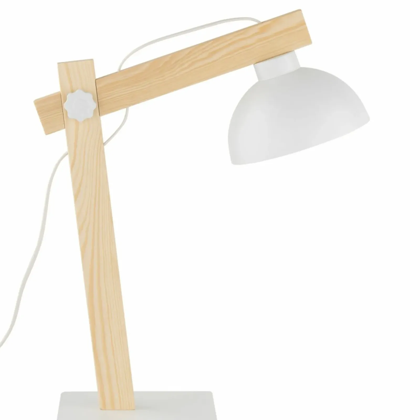 Sklep Kaja Designerska, biała lampka biurkowa z drewnem TK 5347 z serii OSLO* Lampki Biurkowe
