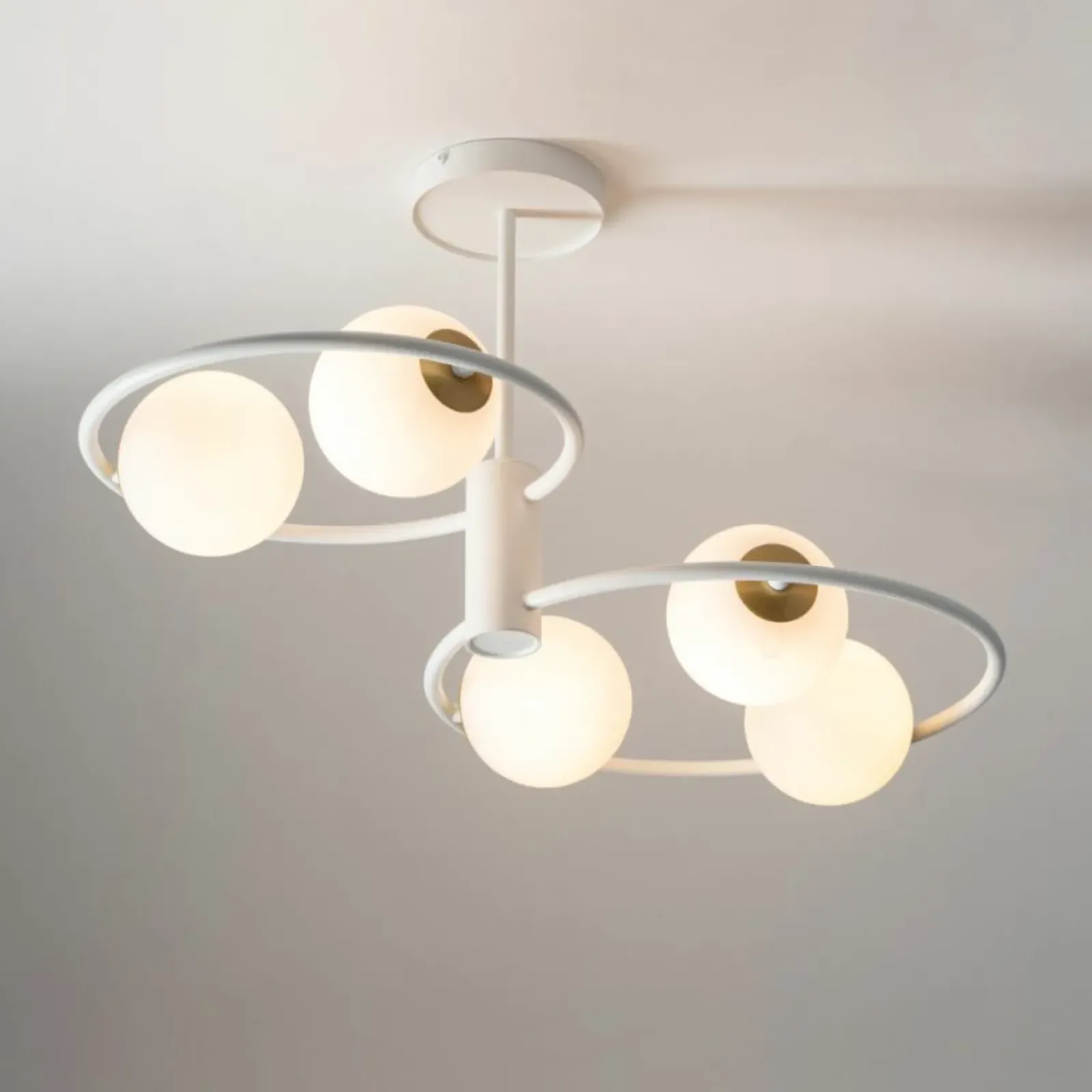 Sklep Kaja Designerska, biało-złota lampa wisząca do salonu SIG 33469 AQUA biały Discount