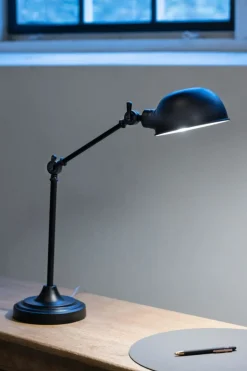 Sklep Kaja Designerska, czarna lampka do stylowego biura 108584 z serii PORTLAND* Lampki Biurkowe