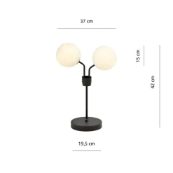 Sklep Kaja Designerska, czarna lampka z białymi kloszami 1138/LN2 NOVA | Kaja* Nowoczesne Lampki Stołowe