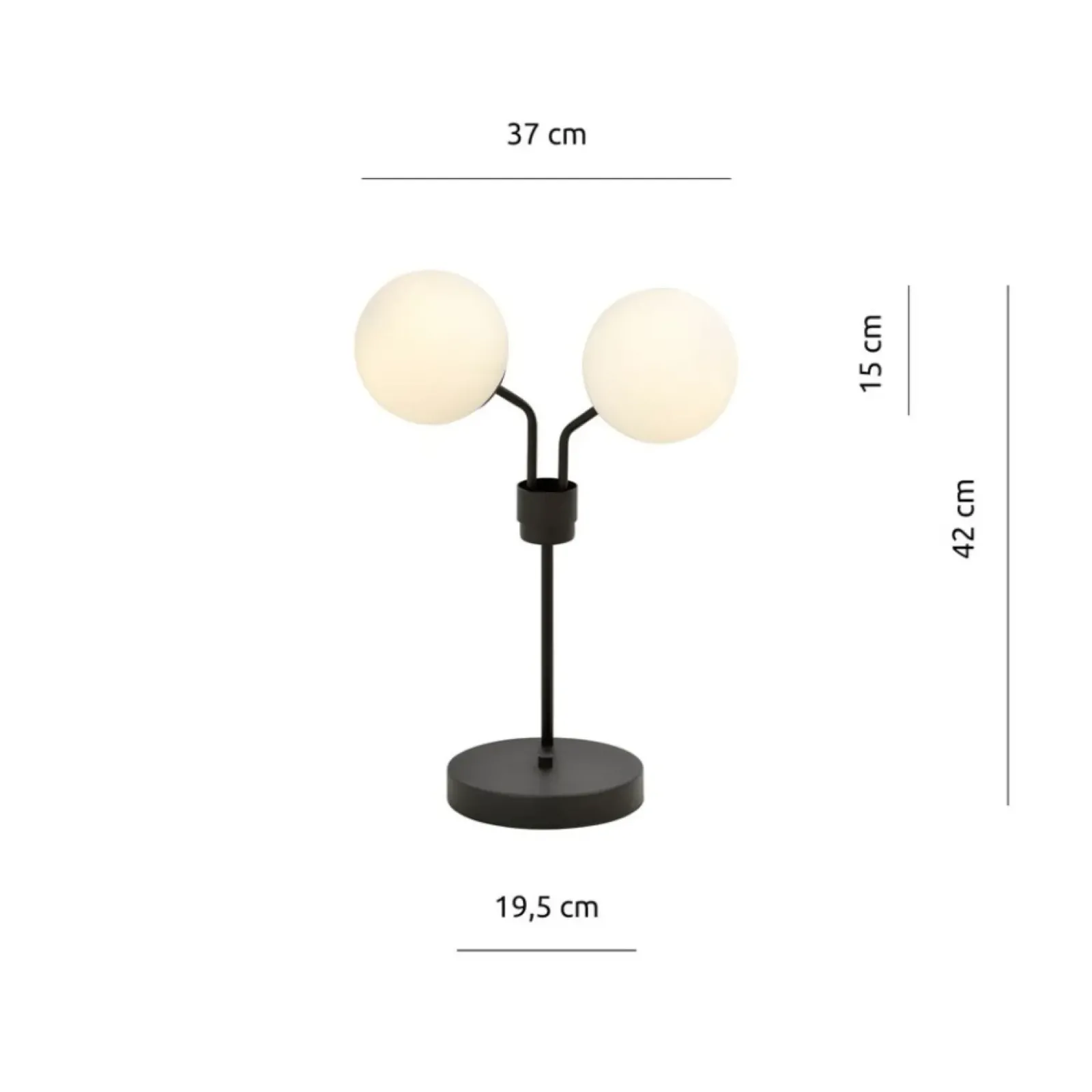 Sklep Kaja Designerska, czarna lampka z białymi kloszami 1138/LN2 NOVA | Kaja* Nowoczesne Lampki Stołowe
