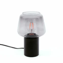 Sklep Kaja Designerska czarna lampka nocna TB-3332-1S-BK+SG ROMIO | Kaja* Nowoczesne Lampki Stołowe