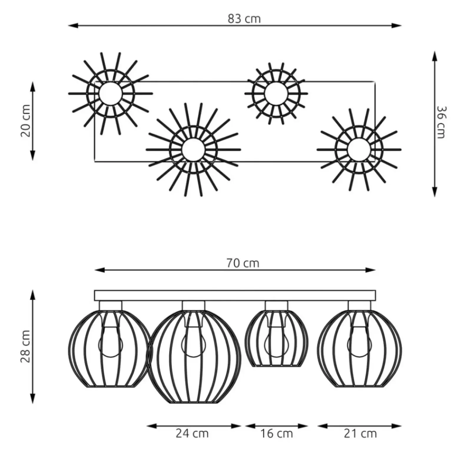 Sklep Kaja Designerska lampa sufitowa na cztery żarówki 1371/4 z serii NEST czarny Fashion