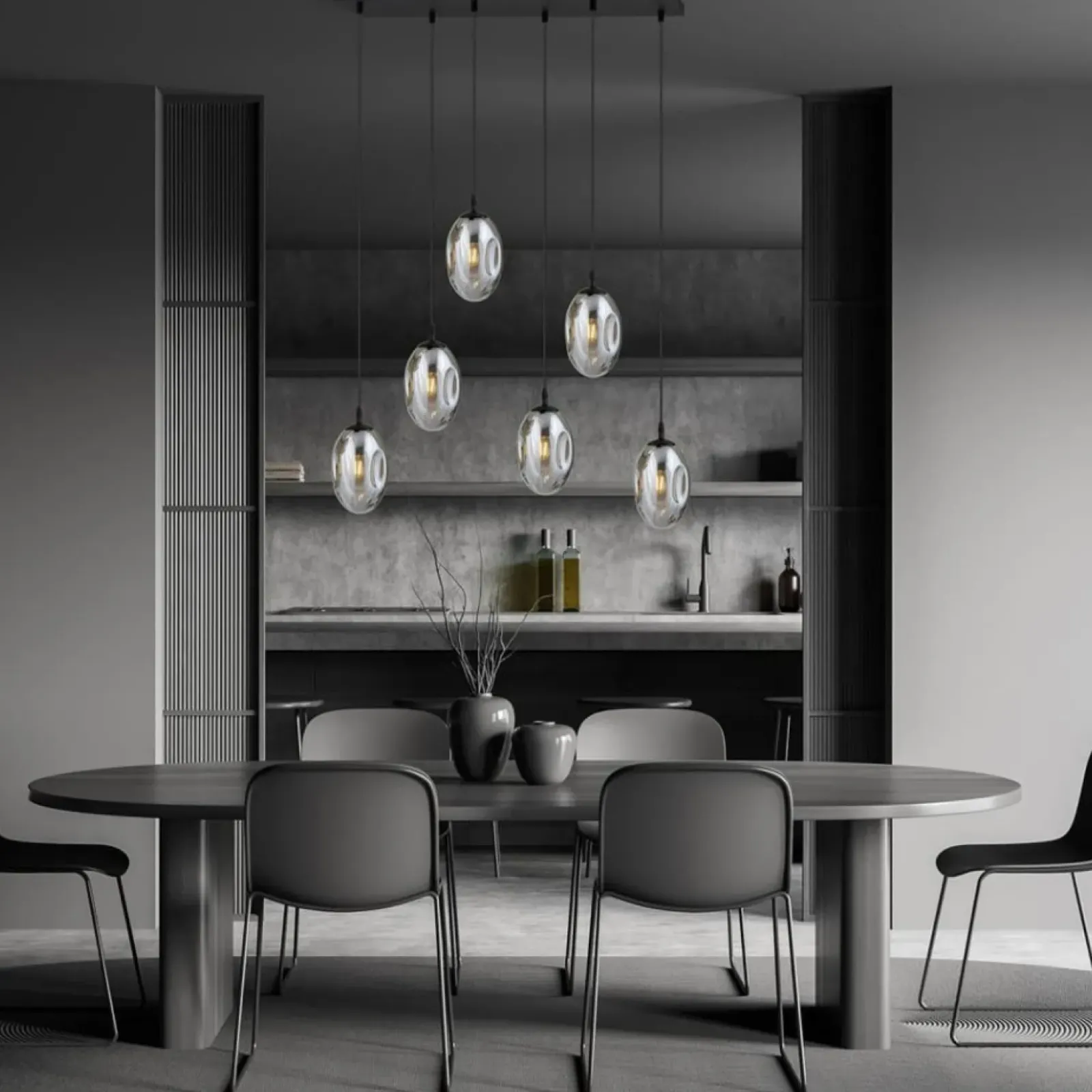Sklep Kaja Designerska lampa wisząca z grafitowymi kloszami 1266/6 z serii ASTRAL Cheap
