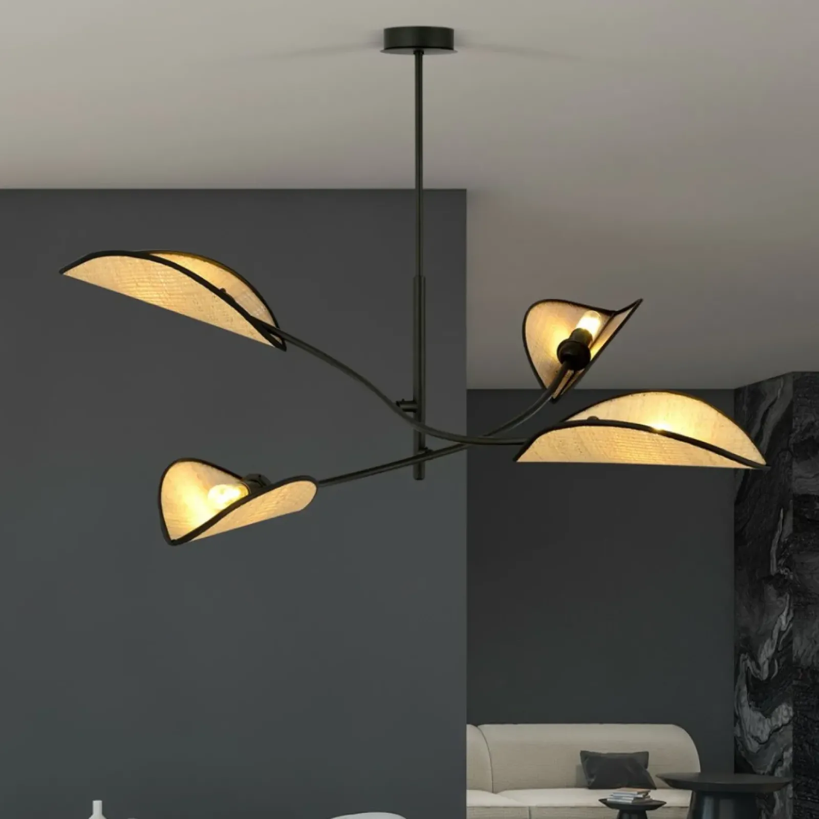 Sklep Kaja Designerska lampa z rattanowymi abażurami 1108/4 LOTUS | Kaja Clearance