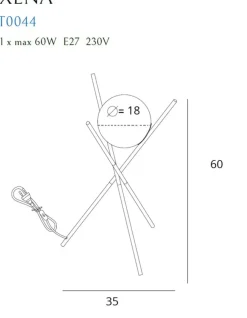 Sklep Kaja Designerska lampka trójnóg z kloszem MX T0044 XENA | Kaja Oświetlenie* Nowoczesne Lampki Stołowe