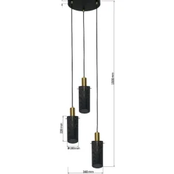 Sklep Kaja Designerska, metalowa lampa wisząca LP-945/3P BK TIRANA | Kaja Fashion