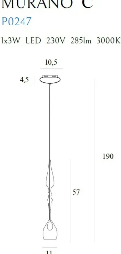Sklep Kaja Designerska, srebrna lampa wisząca LED MX P0247 MURANO | Kaja Clearance