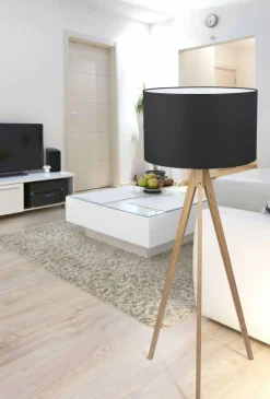Sklep Kaja Drewniana lampa podłogowa z abażurem TK 5039 TREVISO | Kaja* Lampy Podłogowe Z Abażurem