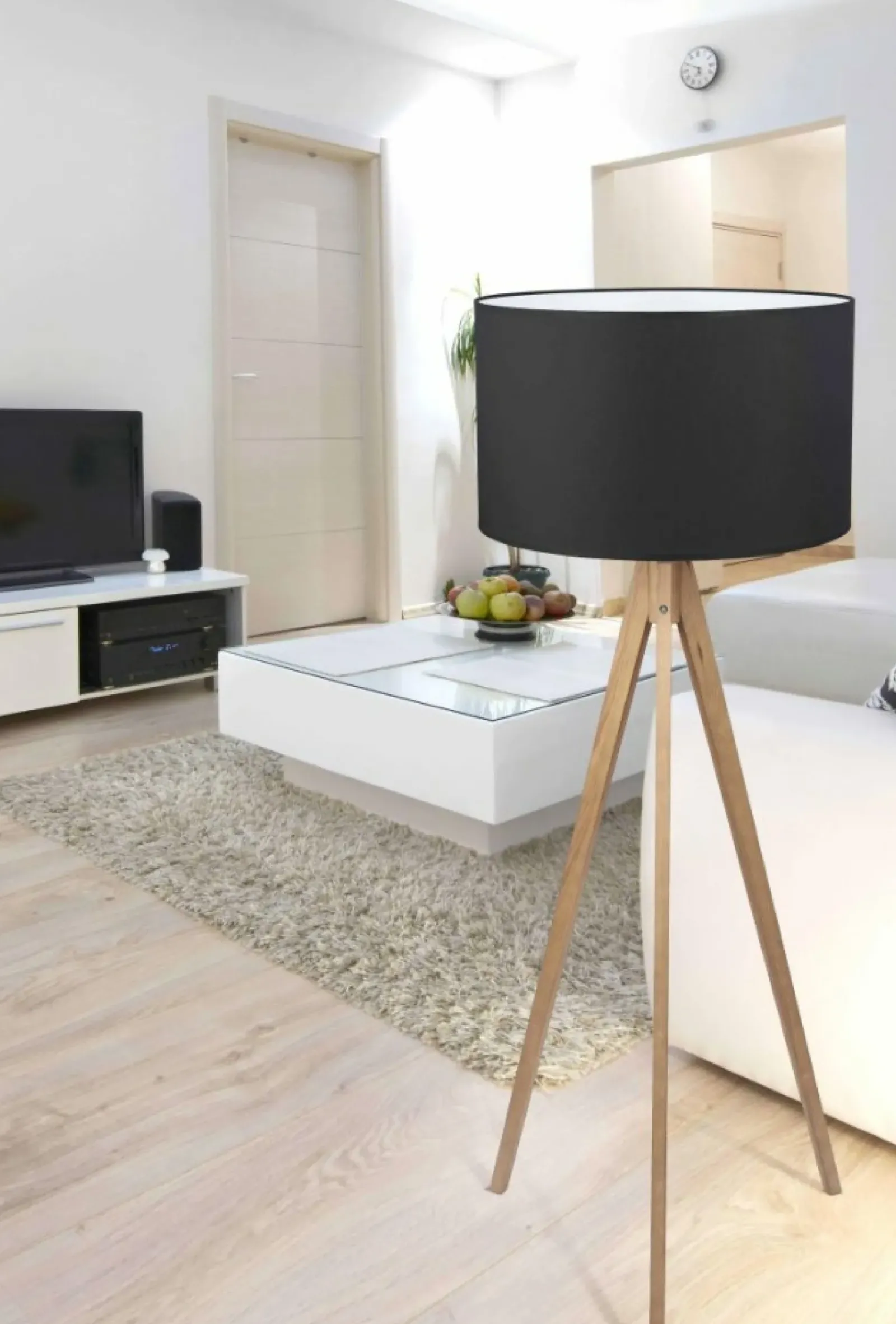 Sklep Kaja Drewniana lampa podłogowa z abażurem TK 5039 TREVISO | Kaja* Lampy Podłogowe Z Abażurem