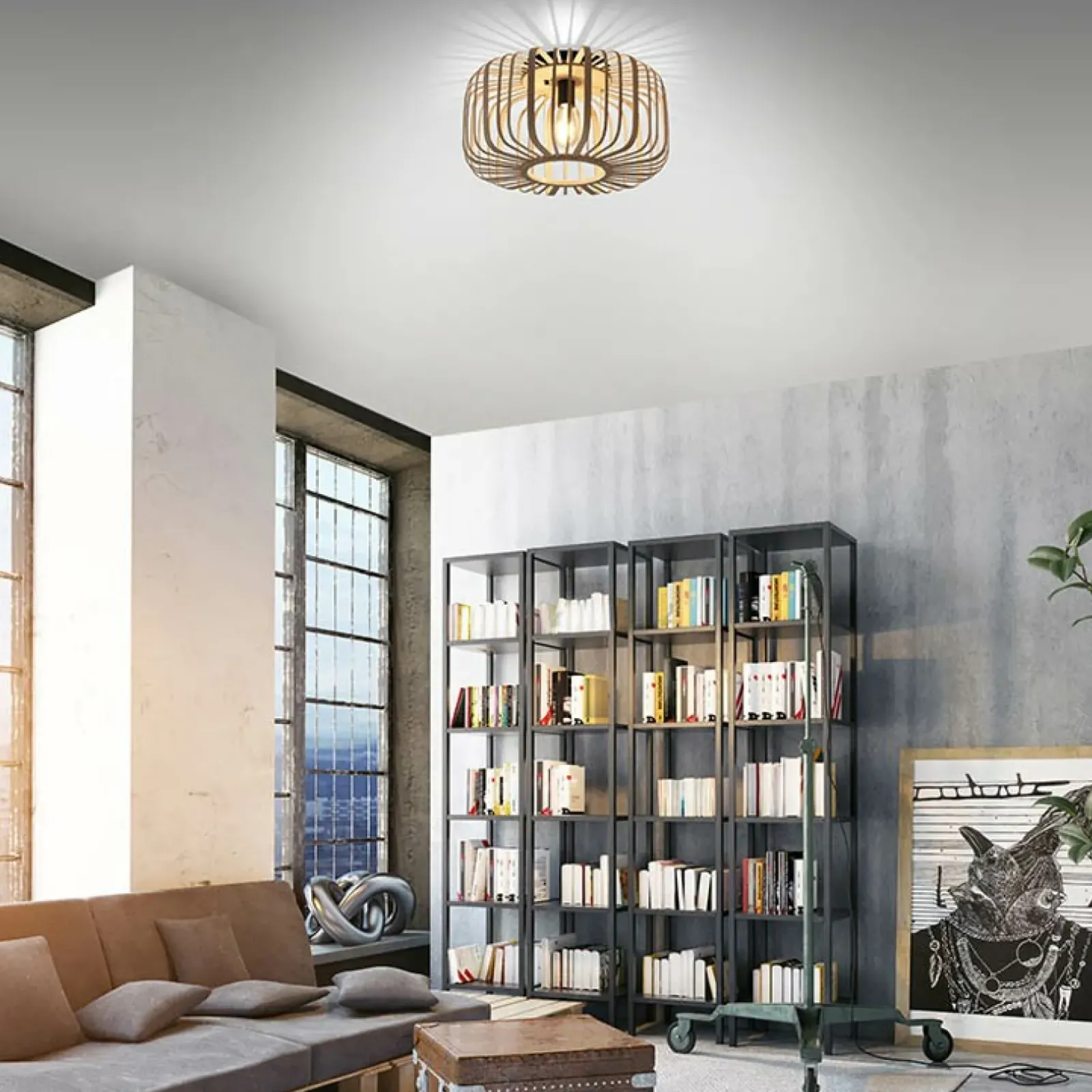 Sklep Kaja Drewniana lampa sufitowa na żarówkę E27 11413-79 z serii RACOON | Kaja drewno Sale