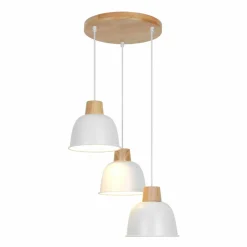 Sklep Kaja Drewniana lampa sufitowa z białymi zwisami P21031M-3RORLO | Kaja Store