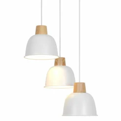 Sklep Kaja Drewniana lampa sufitowa z białymi zwisami P21031M-3RORLO | Kaja Store