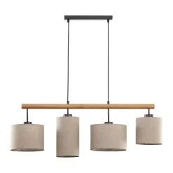 Sklep Kaja Drewniana lampa sufitowa z 4 abażurami TK 6108 DEVA | Kaja Oświetlenie beż Outlet