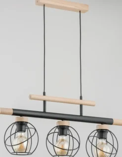 Sklep Kaja Drewniana lampa wisząca z drucianymi kloszami AL 62234 | Kaja Store