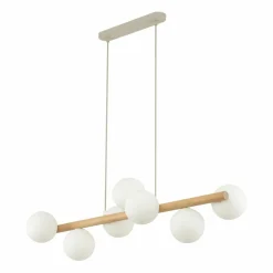 Sklep Kaja Drewniana lampa wisząca z białymi kulami TK 5905 ESTERA WOOD | Kaja New