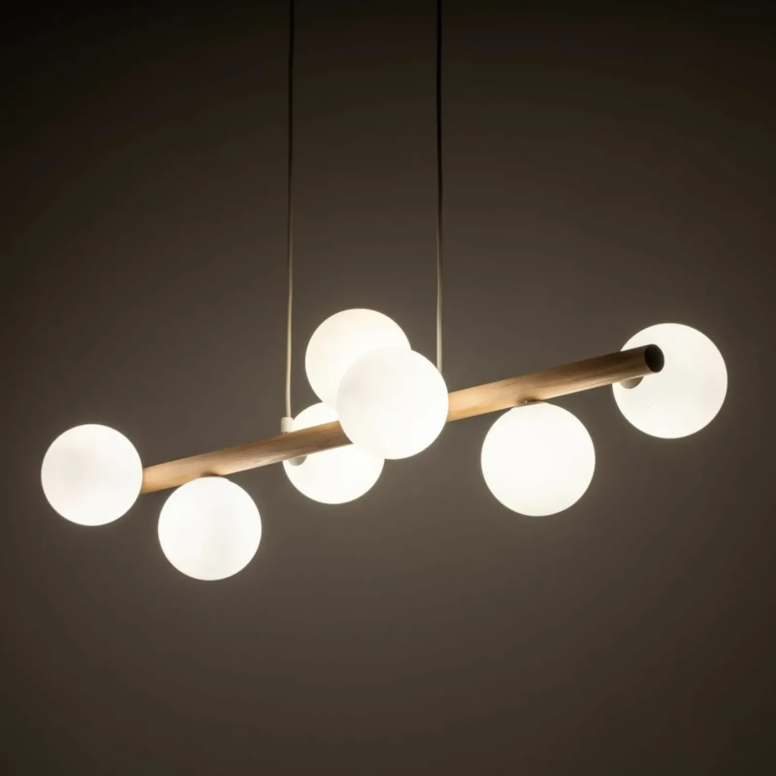 Sklep Kaja Drewniana lampa wisząca z białymi kulami TK 5905 ESTERA WOOD | Kaja New