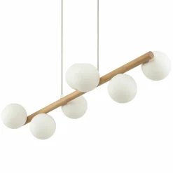 Sklep Kaja Drewniana lampa wisząca z białymi kulami TK 5905 ESTERA WOOD | Kaja New