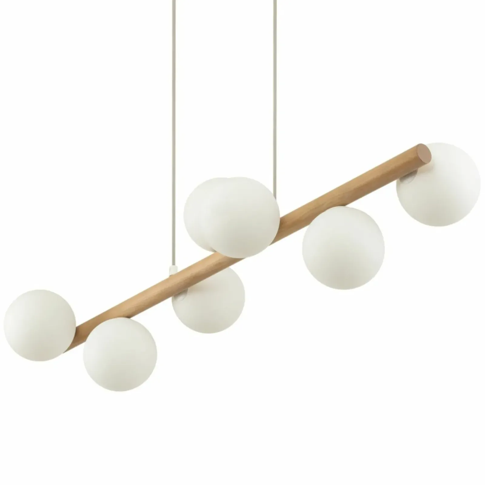 Sklep Kaja Drewniana lampa wisząca z białymi kulami TK 5905 ESTERA WOOD | Kaja New