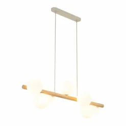 Sklep Kaja Drewniana lampa wisząca z białymi kulami TK 5905 ESTERA WOOD | Kaja New