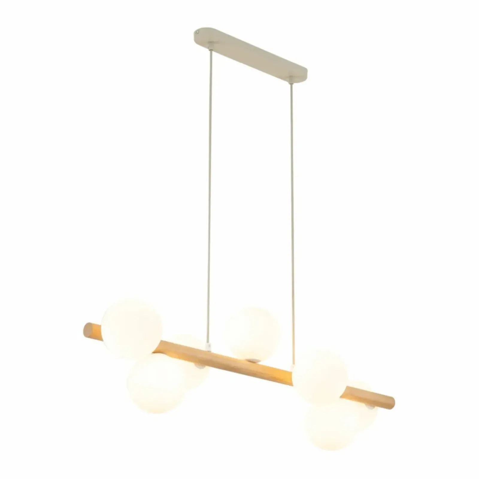 Sklep Kaja Drewniana lampa wisząca z białymi kulami TK 5905 ESTERA WOOD | Kaja New