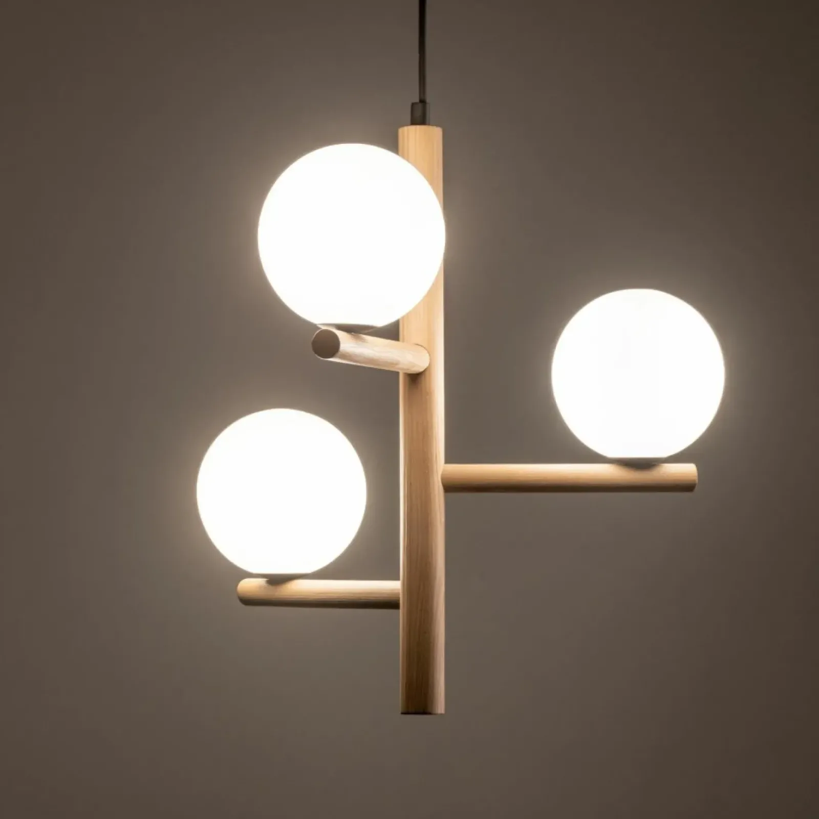 Sklep Kaja Drewniana lampa wisząca z okrągłymi kloszami TK 6799 serii ESTERA WOOD Store
