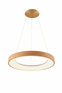 Sklep Kaja Drewniana obręcz LED wisząca ⌀79,5cm z pilotem AZ5014 SANTANA | Kaja New