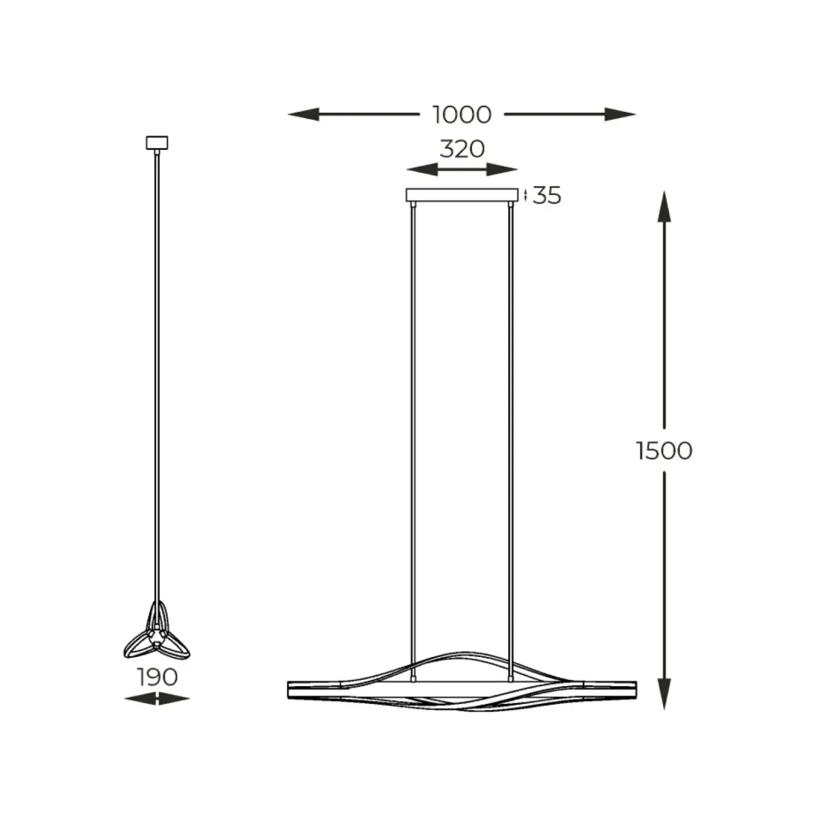 Sklep Kaja Drewniana, pozioma lampa wisząca LED P230857003 BAEZ | Kaja Store