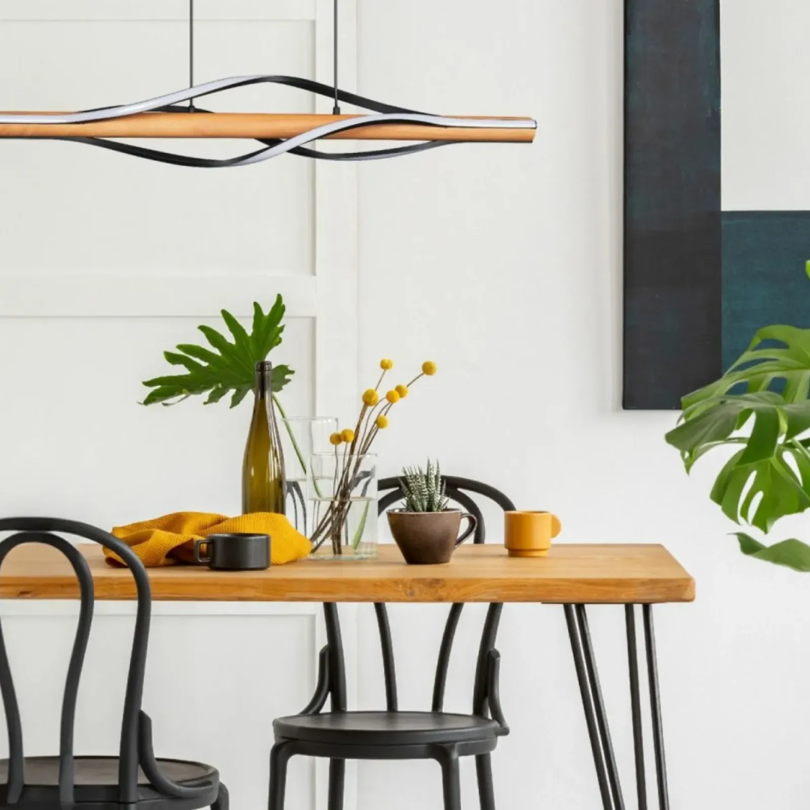 Sklep Kaja Drewniana, pozioma lampa wisząca LED P230857003 BAEZ | Kaja Store