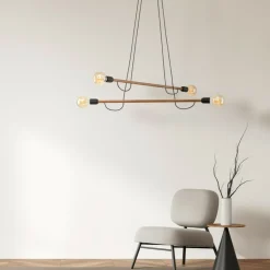 Sklep Kaja Drewniana, prosta lampa wisząca do salonu boho TK 4949 HELIX WOOD Flash Sale
