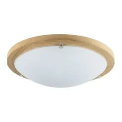 Sklep Kaja Drewniany, ledowy, okrągły plafon z kloszem ⌀35cm 4753174 FRIDA | Kaja* Lampy Led|Plafony Klasyczne
