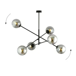 Sklep Kaja Duża, czarna lampa sufitowa z okrągłymi kloszami 1167/6 LINEAR | Kaja Shop