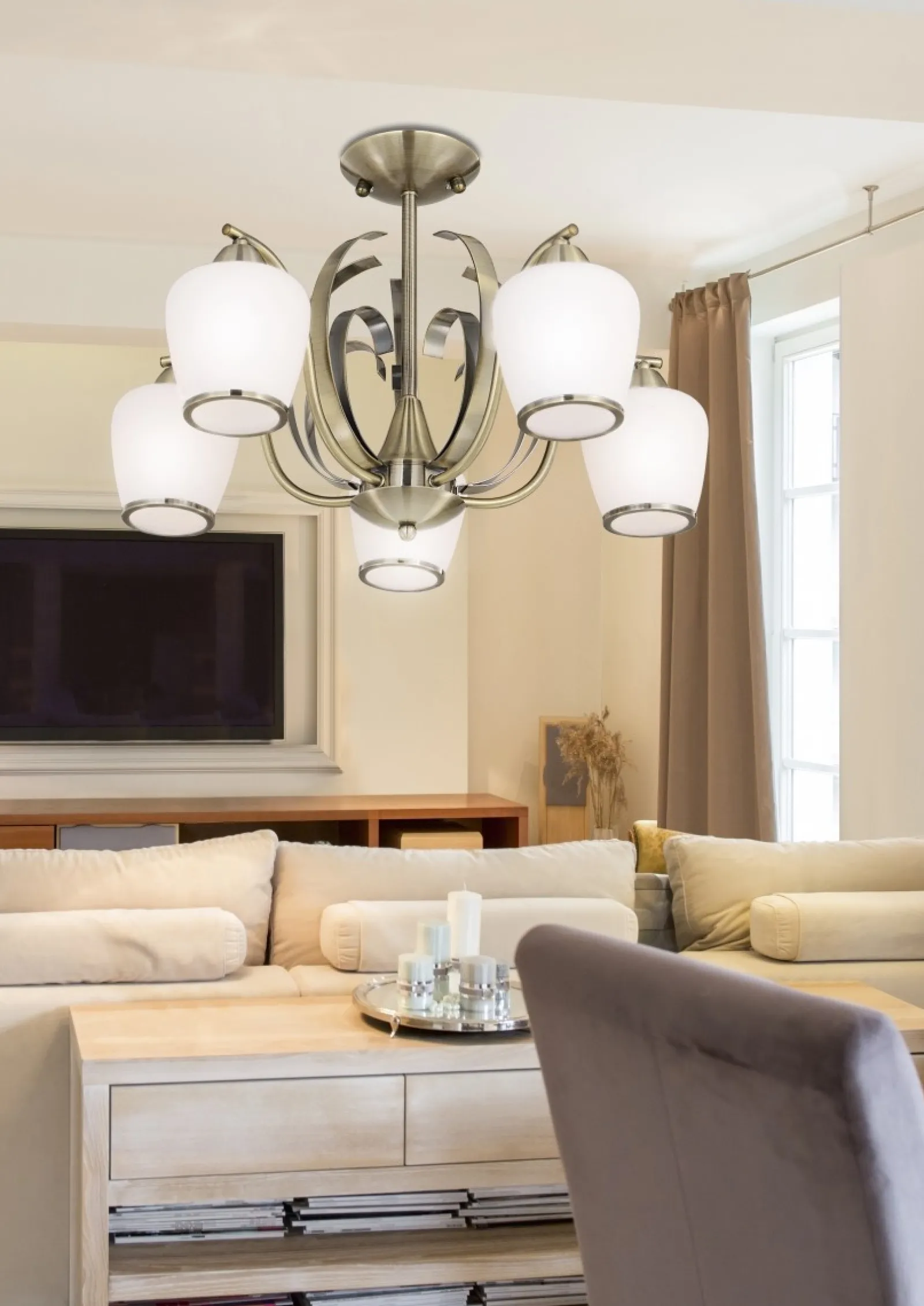Sklep Kaja Duża, elegancka lampa sufitowa do salonu 35-54968 OPERA | Kaja* Randole Tradycyjne