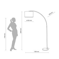 Sklep Kaja Duża lampa podłogowa w kształcie łuku TK 16023 ZENITH LINEN | Kaja* Lampy Podłogowe Z Abażurem|Tradycyjne Lampy Podłogowe