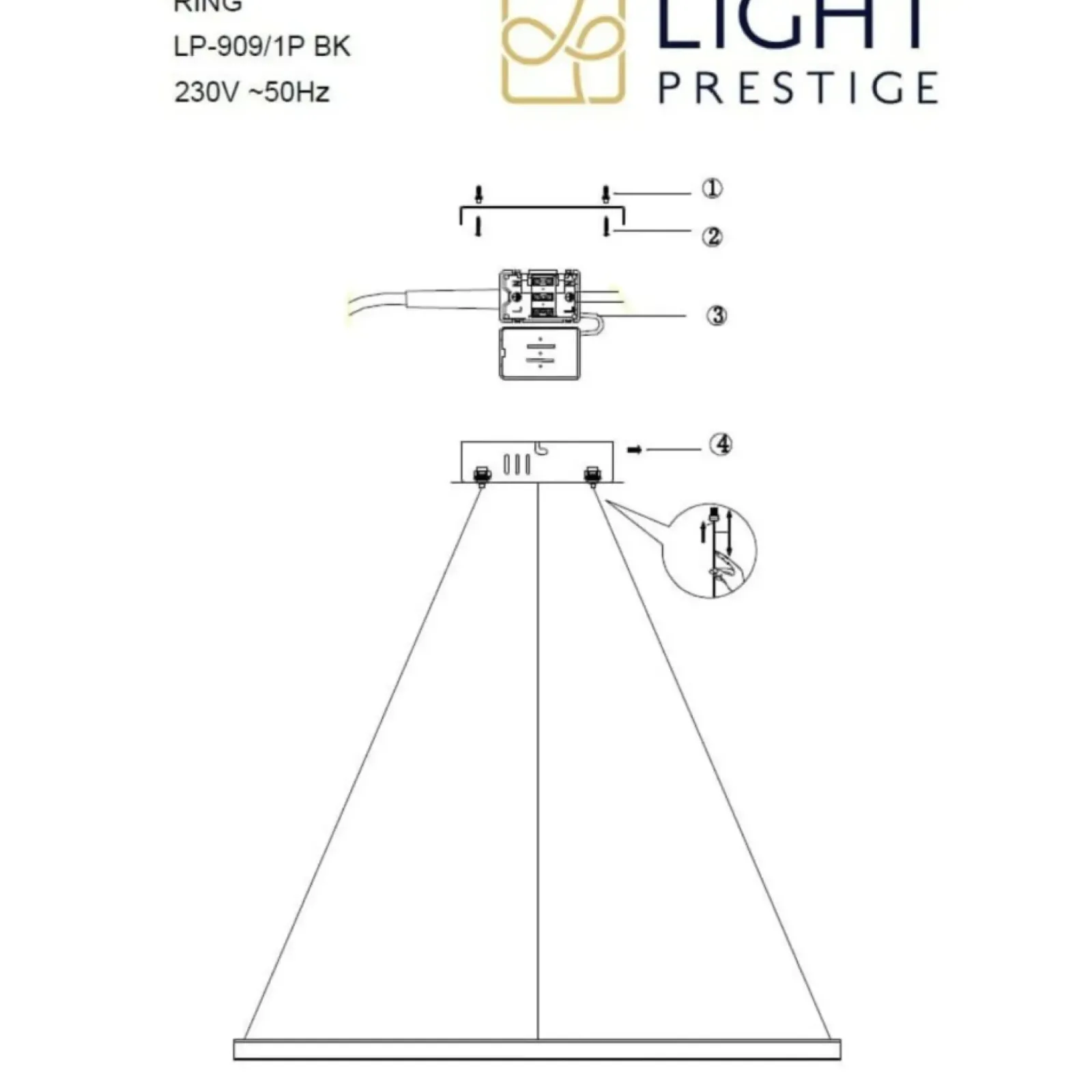 Sklep Kaja Duża lampa wisząca, koło LED ⌀80cm LP-909/1P L BK CCT RING | Kaja Cheap