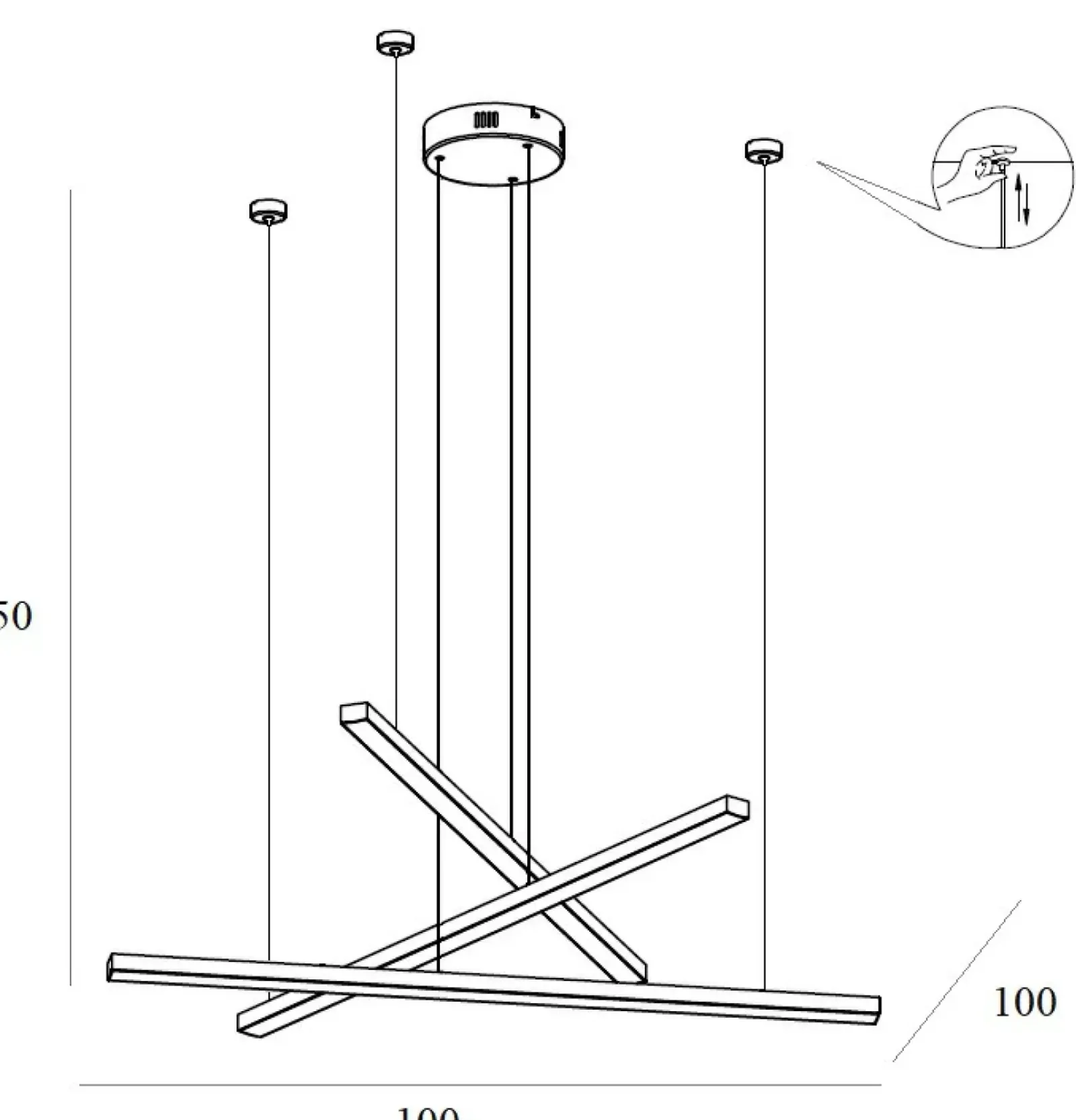 Sklep Kaja Duża lampa wisząca LED, listwy ze ściemniaczem MX P0474D TRIO | Kaja Shop