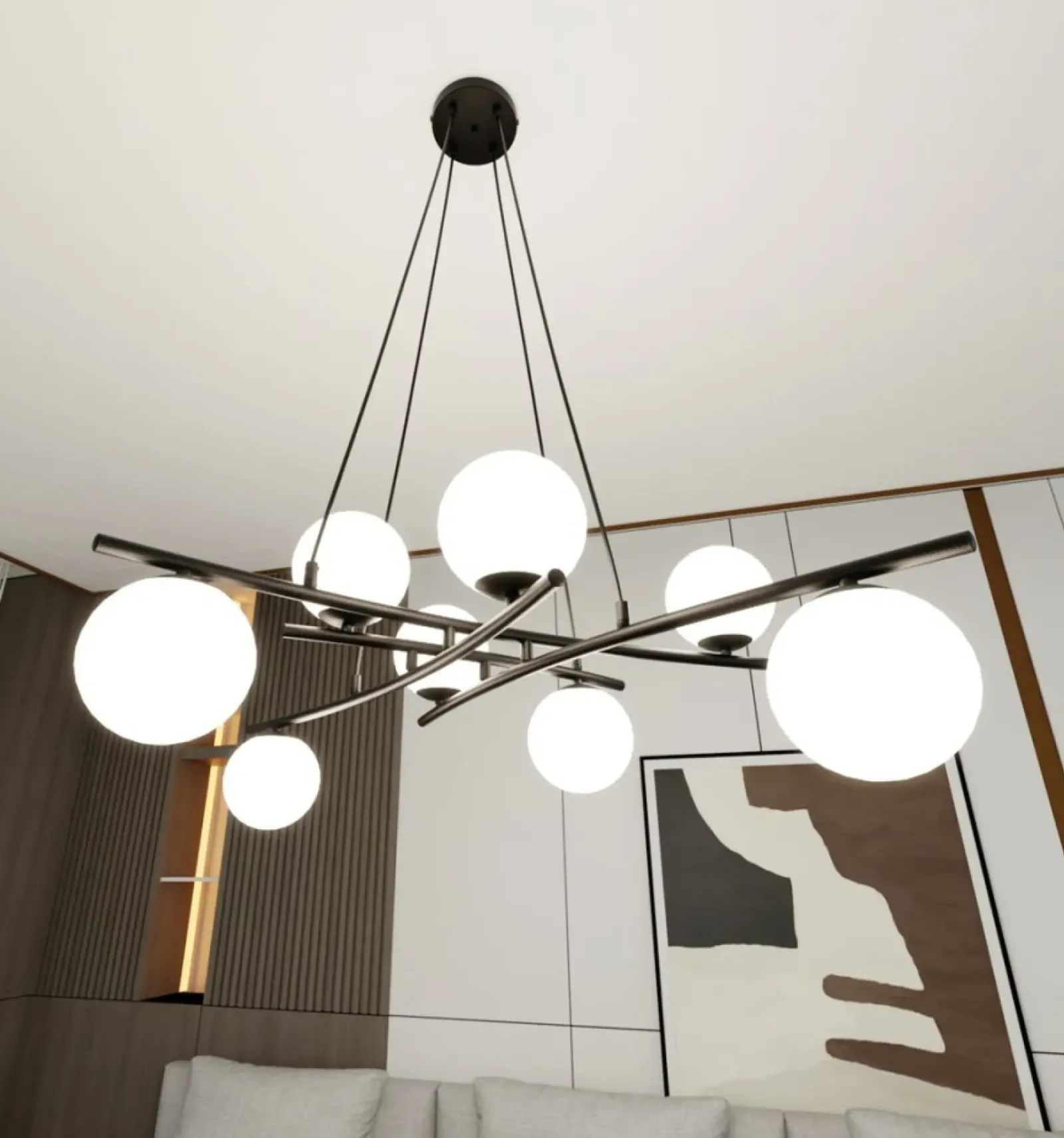 Sklep Kaja Duża lampa wisząca w stonowanych brawach 1201/8 z serii ESSA | Kaja czarny Shop