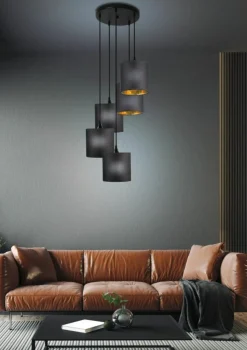 Sklep Kaja Duża lampa wisząca z abażurami, do salonu 35-73976 z serii LONG | Kaja czarny Discount