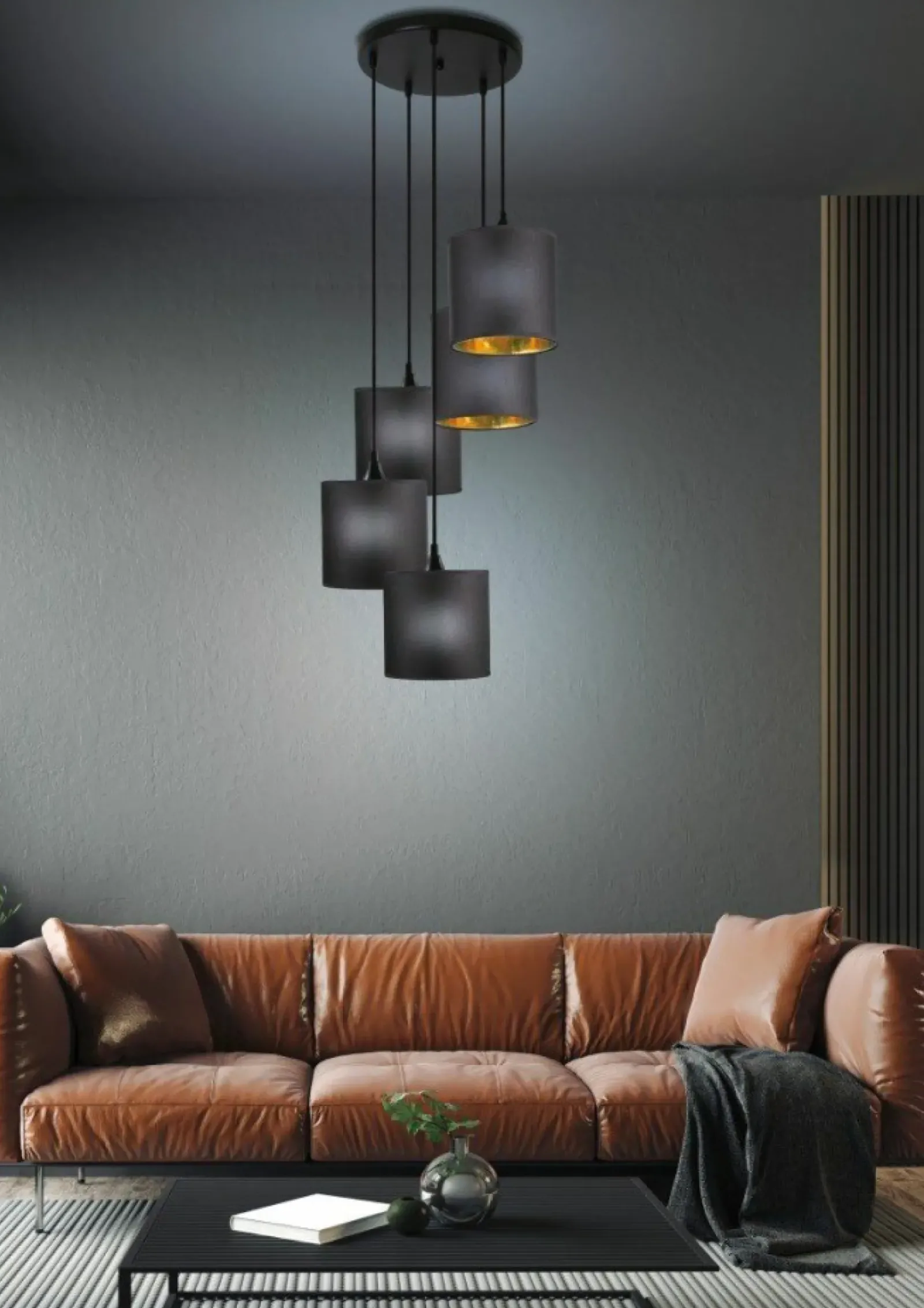 Sklep Kaja Duża lampa wisząca z abażurami, do salonu 35-73976 z serii LONG | Kaja czarny Discount