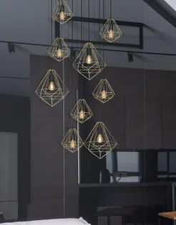 Sklep Kaja Duża lampa z kloszami w kształcie diamentów KP-14 GOLD | Kaja Cheap