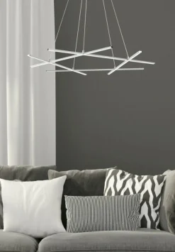 Sklep Kaja Duża, ledowa lampa wisząca do salonu A0020-350 ANDROS | Kaja srebrny Fashion