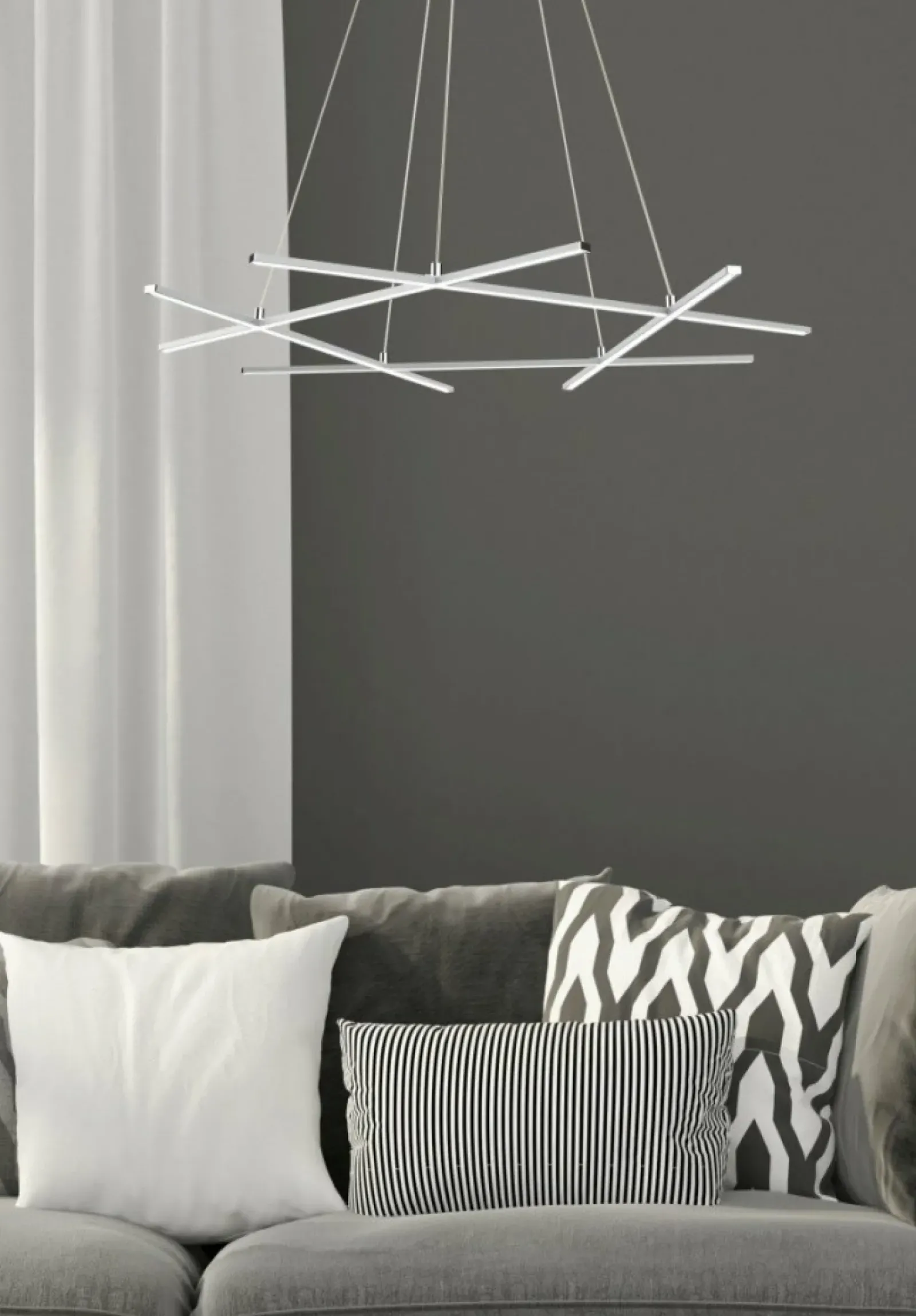 Sklep Kaja Duża, ledowa lampa wisząca do salonu A0020-350 ANDROS | Kaja srebrny Fashion