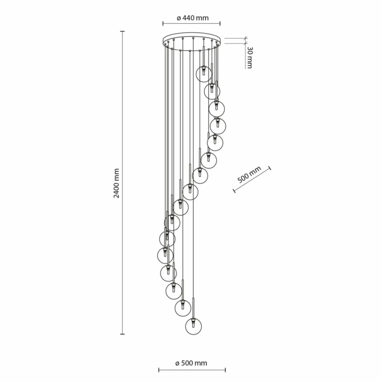 Sklep Kaja Duża rotunda z kaskadą kloszy, na antresolę TK 10182 AURORA | Kaja Hot
