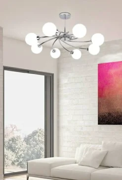 Sklep Kaja Duża, srebrna lampa sufitowa do salonu 38-03348 AGAPANT | Kaja Store