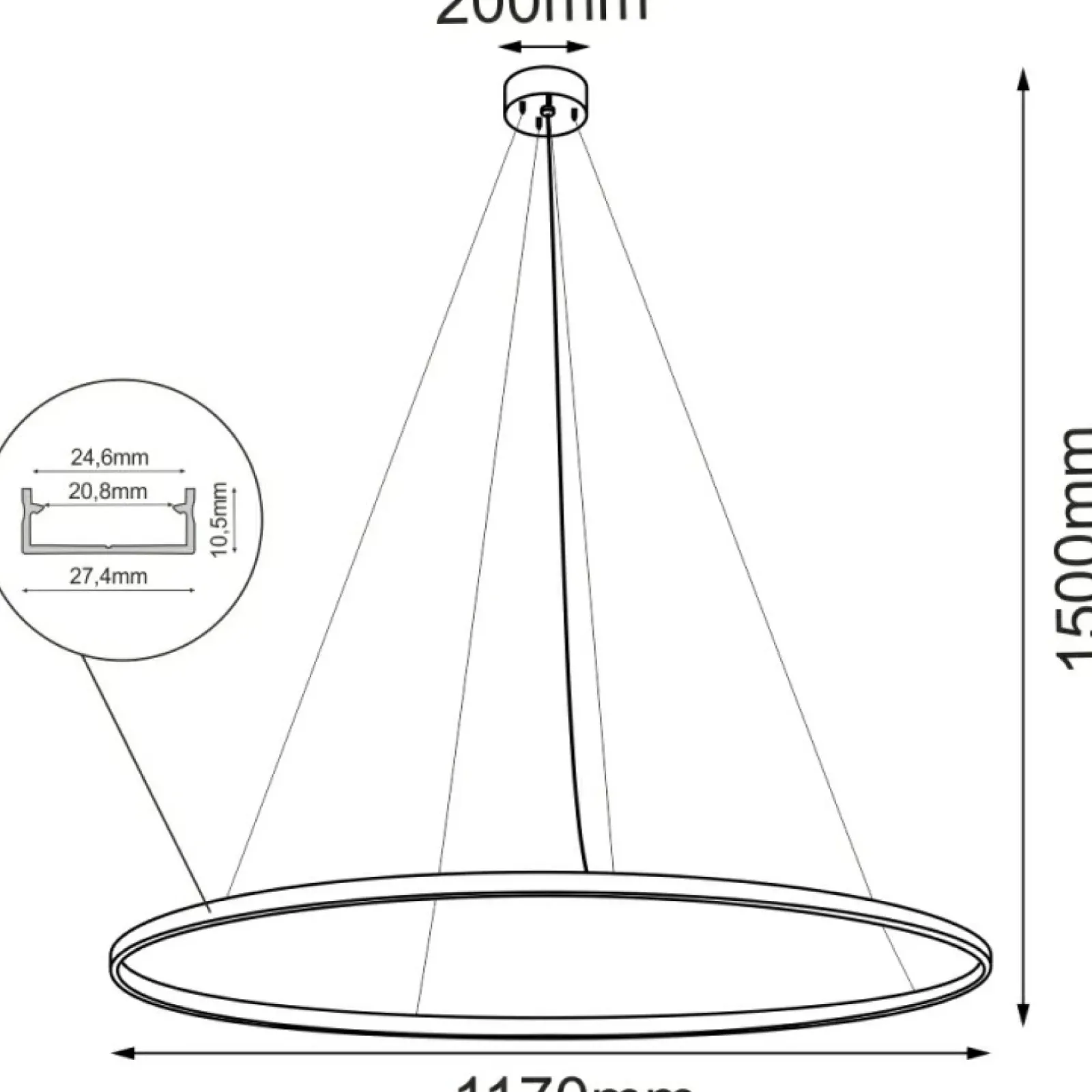 Sklep Kaja Duże koło LED na zwisach⌀117cm 3000K ANT 5340 z serii AGA Flash Sale