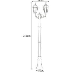 Sklep Kaja Dwuramienna lampa zewnętrzna K-7006A2/2 CZ/ZŁ LOZANA | Kaja* Latarnie Ogrodowe|Lampy Ogrodowe Stojące