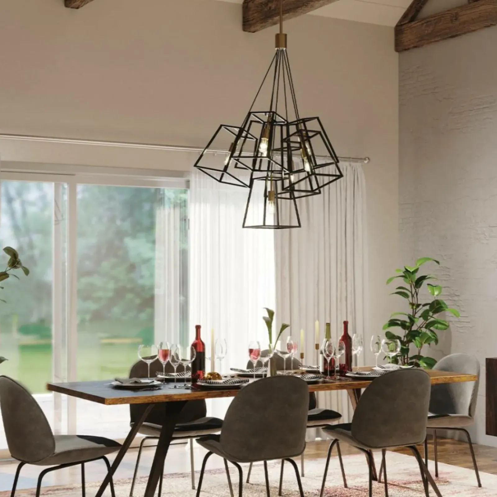 Sklep Kaja Efektowna lampa wisząca do jadalni HK-FULTON-7P z serii FULTON Fashion