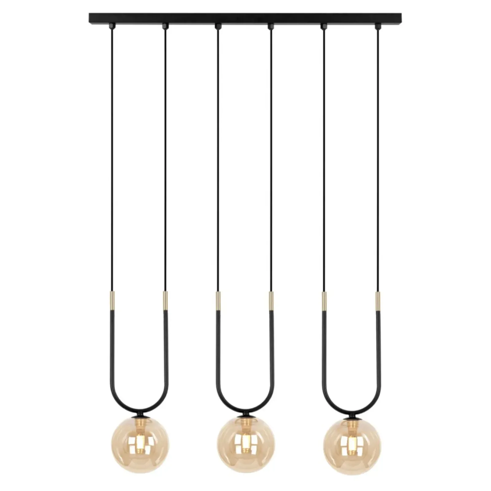 Sklep Kaja Efektowna lampa wisząca z bursztynowymi kloszami K-5596 z serii GOLDI Discount