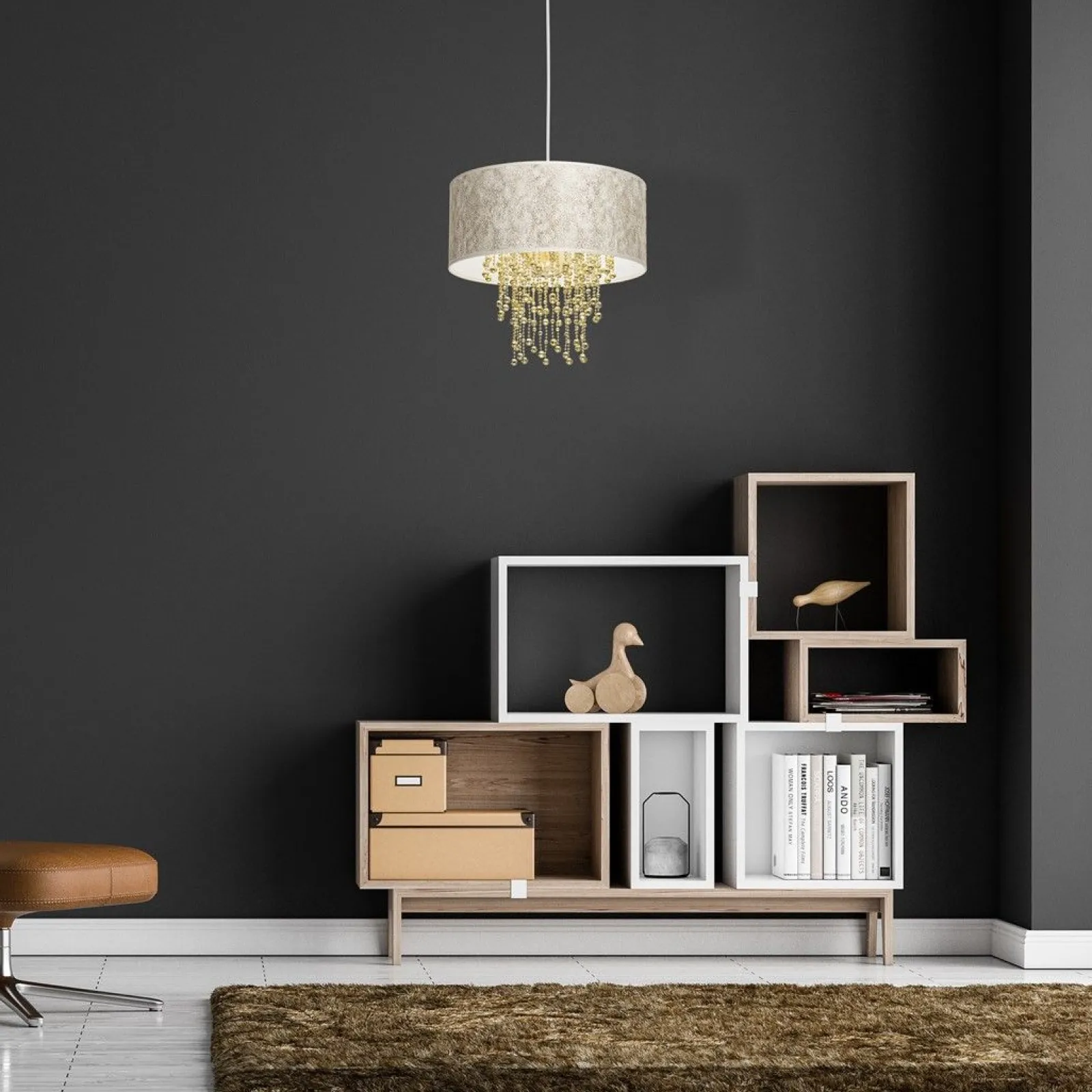 Sklep Kaja Efektowna lampa wisząca z kryształkami MLP6446 z serii ALMERIA | Kaja Oświetleni* Żyrandole Z Abażurem