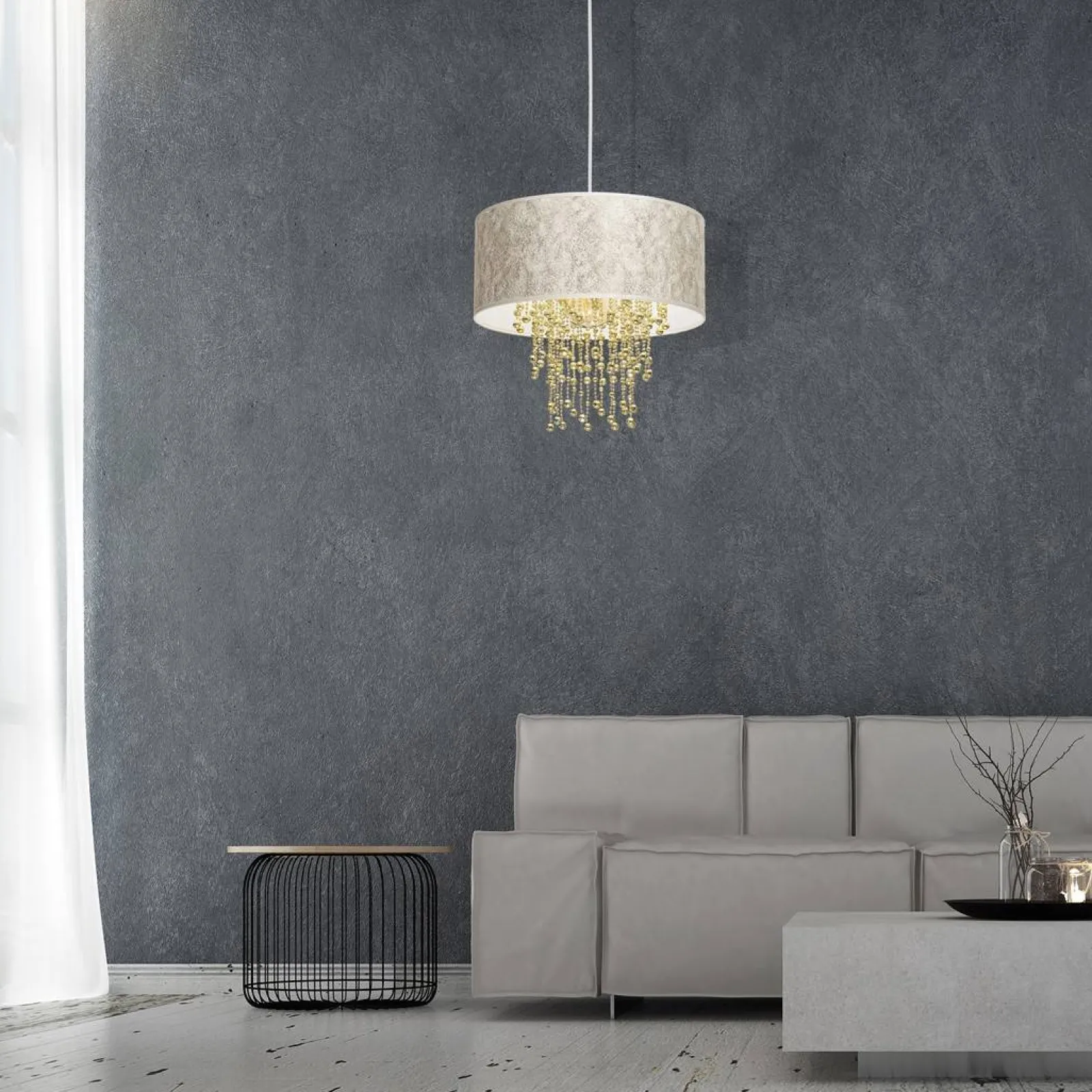 Sklep Kaja Efektowna lampa wisząca z kryształkami MLP6446 z serii ALMERIA | Kaja Oświetleni* Żyrandole Z Abażurem